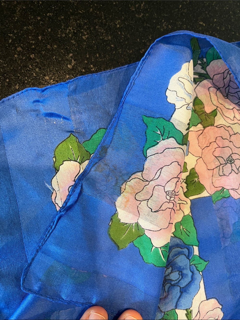 Cobalt Rose Print Women's Scarf - Picture 2 of 4